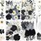 YouthBro 140Stück Schwarz Weiß Getrocknete gepresste Blumen mit Schmetterling Aufkleber Echte Natur Blumen Set für Kunstharz DIY Schmuck Kerze Seife Vase