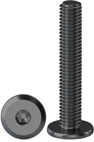 Drenky Vis à Tête Plate à Six Pans Creux Noir Lot De 10 Vis à Tête Cylindrique Hexagonale à Bride M8 X 40 mm Boulons à Tête Plate Hexagonale en Acier Inoxydable A2 V2A Vis à Métaux, Filetage Complet