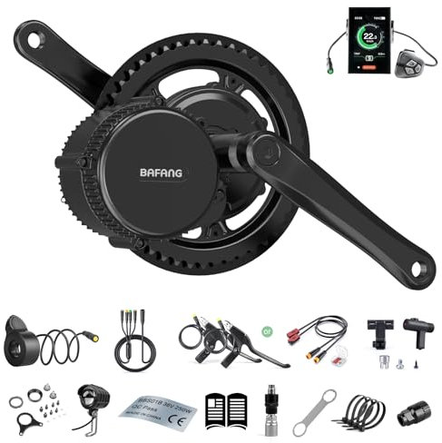 Bafang 36V 350W Mittelmotor BBS01B Ebike Umbausatz mit Akku 36V22,5Ah Gepäckträger und 8fun DPC18 9PAS Ebike Display, G340 Mittlerer Antriebsmotor für BB68mm Mountainbike Rennrad Pendlerfahrrad