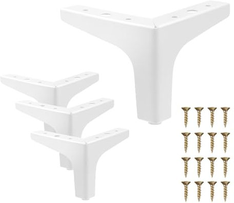 AODIOU Lot de 4 pieds de meubles blancs de rechange pour canapé de style européen 10,2 cm