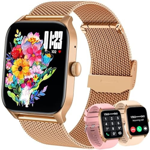 Montre Connectée Femme Smartwatch Sport: 1.83 HD Bracelet avec Appel Bluetooth 100+ Modes Sportifs Cycle Menstruel Fréquence Cardiaque SpO2 Suivi Sommeil Podometre trackers Compatible Android et iOS