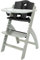 Abiie Beyond Junior Wooden High Chair with Tray - Adjustable and Convertible High Chair for Babies and Toddlers - 6 Months to 250 Lb - Water Resistant - Misty Grey Wood with Black Pearl Cushion