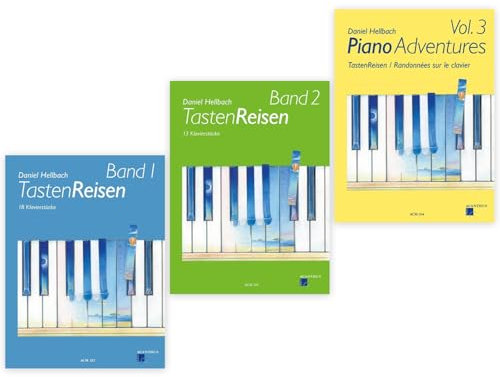 Tastenreisen Band 1, Band 2 und Band 3 (Piano Adventures Vol. 3) von Daniel Hellbach (ACM217, ACM218, ACM264) + Soundman-Notenheft + 2 Notenbleistifte (Komplettset)
