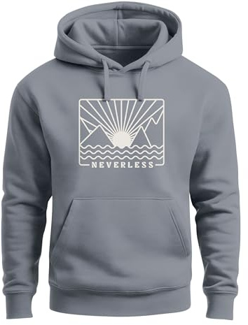 Neverless Hoodie Herren Print Outdoor Grafik Line Art Berge Sonne Natur Aufdruck Kapuzen-Pullover Männer Fashion Streetstyle