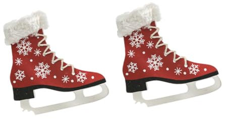 Schlittschuh Holzanhänger Rot für Weihnachten Feier
