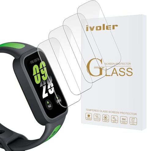 iVoler 4 Vetro Temperato per Xiaomi Smart Band 9 Active/Redmi Band 3, Pellicola Protettiva Anti Graffio, Anti-Impronte, Senza Bolle