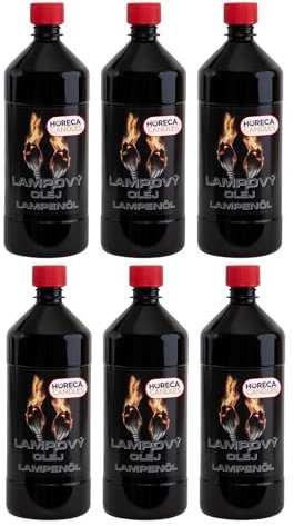 HORECA CANDLES Huile de Lampe – Lot de 6x1L Cire Liquide Sans Fumée ni Odeur, 99% Paraffine Pure. Intérieure | Extérieure | Religieuse, Combustible Sécurisé pour Lampes, Torches et Bougies d'Église