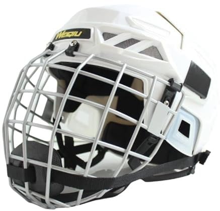 Dickly Eishockeyhelm, verstellbare professionelle Hockeyausrüstung, Schlittschuhhelm für Training, Spiel, Weiß L