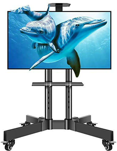 SaryEdge Mobile TV Stand TV Stand with Wheels & X Shaped Stable Base, Portable Free Standing Mobile TV Cart for 32 to 55 LCD LED OLED 4K Screen TVs, Home Shopping Mall Us(