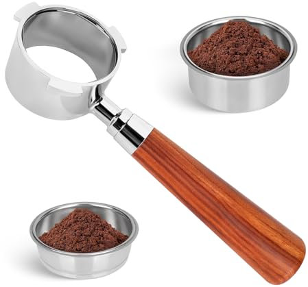 Porte Filtre 54mm compatible avec Sage/Breville Barista Series BES870/878/880, 3 Ears Porte-Filtre Sans Fond 54 mm avec 2 Paniers Filtrants En Inox