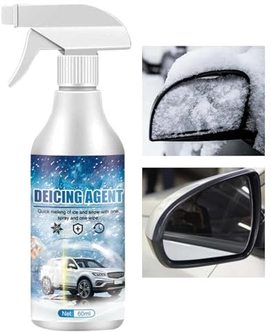 Dégivreur de Vitre - Liquide Antigel 60 ml, Spray Décongelant pour Pare- | Produit de Dégivrage Express pour Fenêtres, Rétroviseurs et Tuyaux d’Échappement, Élimination du Givre et de la Neige, I