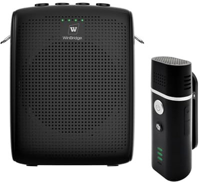 WinBridge Amplificador de voz portátil con micrófono Lavalier inalámbrico, micrófono para profesores con altavoz,amplificador de solapa inalámbrico para profesores, sistema de micrófono con clip WB006