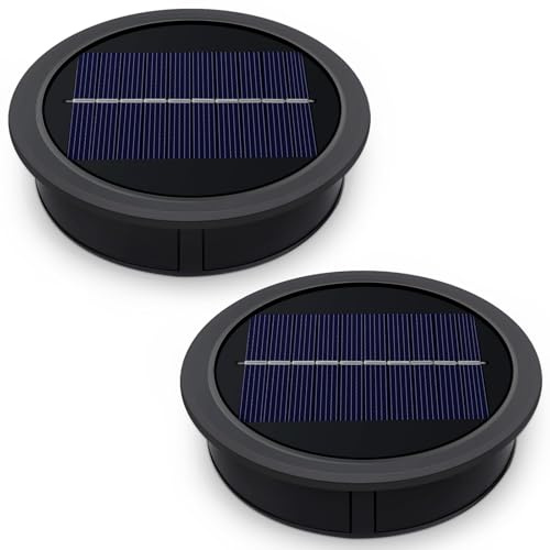 Solar Ersatzdeckel 10.5 cm für Solarlaterne, 3.7V 1200mAh, IP44 Ersatzmodule Solarlampen Warmweiß Licht, LED Solarleuchten Ersatz Top für Außen Garten Laterne Gartendeko, 2 Stück