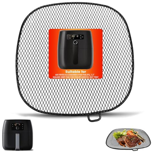 Air Fryer Zubehör für Philips, 18,3 cm quadratische Abtropfschale für Philips HD9741 3QT Tray Rack kompatibel mit HD9721, HD9656, HD9730, spülmaschinenfest