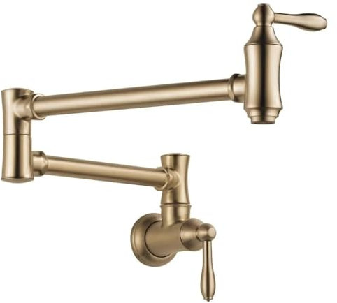 Traditional Champagne Bronze Pot Filler Faucet, Wall Mount, Brass Construction, 24-Inch Reach, ADA Compliant
