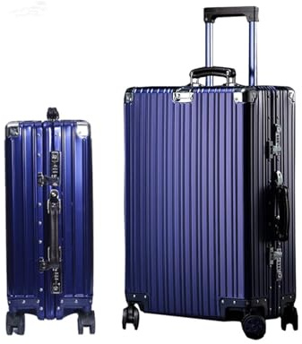 GIIYOEW Valigia in Alluminio Bagaglio a Mano Argento Valigia Trolley Rigida Senza Cerniera Valigia da Viaggio Rigida con Ruote,Blu,24in
