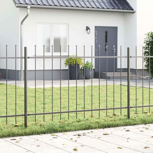 Grillage Cloture Rigide,Clôture de jardin Gris 6,8 x 1 m Acier peint par poudre pour balcon, extérieur, feuilles de lierre artificiel