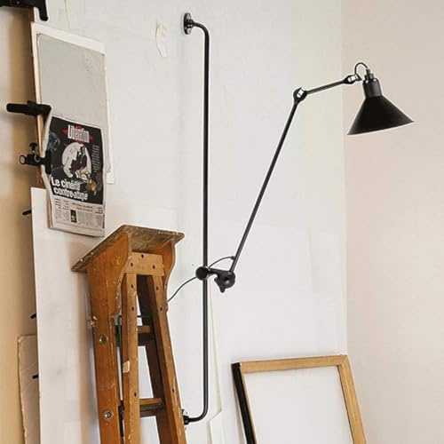LYMSXAZOU 23 Long Black Swing Arm Wall Sconce, 360 Degree Rotatable Plug-in Sconces Lighting Swivel Mounted Lamp for Bedroom Living Room Bedside Light