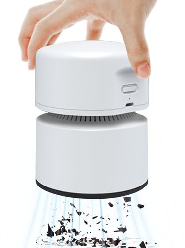 Generico Mini aspirateur de table rechargeable sans fil à 2 vitesses | aspirateur mini pivotant à 360 degrés, pour poussière miettes bureau maison voiture clavier
