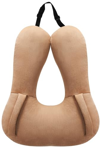 Innokids Oreiller de Voyage pour Enfants avec Repose-Mains (Brun) | Housse en Velours Doux, Soutien Ergonomique du Corps pour garçons, Filles et Adultes Lors de Longs Voyages