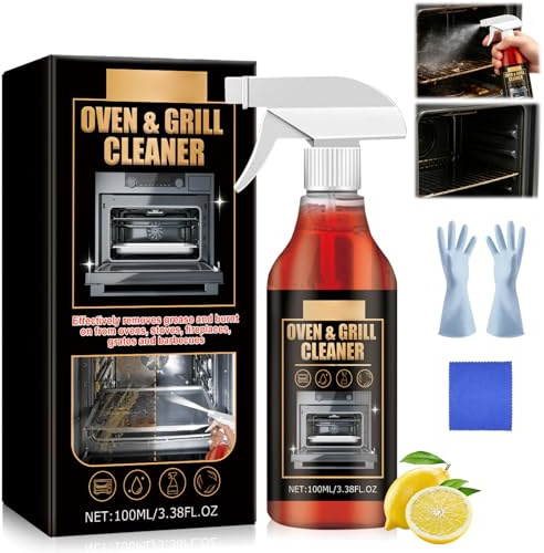 Oven Cleaner Heavy Duty,Multi Surface Oven and Grill Cleanr Spray,Powerful Kitchen Cleaning Spray With Gloves and Cloth,Effective Stain Remover for Baked-On Food Burnt Grease
