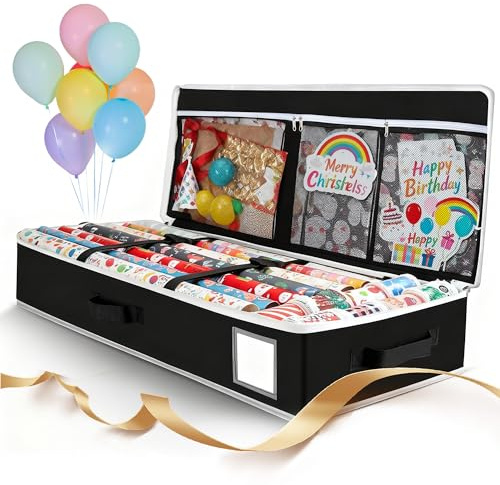 Gimars Organizer per Carta Regalo 90 * 30 * 12cm,Oxford 600D Borsa Porta Rotolo di Carta Regalo,Sacco con Cerniera e Manici da Rotoli e Nastri Regali Organizer Pacchetti Regalo Impermeabile Portatile