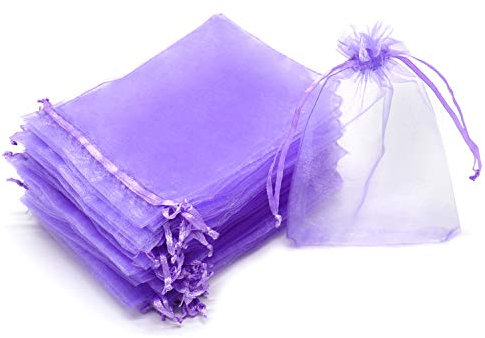 Bezall Organzabeutel, 100 Stück, hellviolett, 10,2 x 15,2 cm, Kordelzug, Netzstoff, Schmuck-Geschenkbeutel, Hochzeitsfeier, Süßigkeitenbeutel, Lavendelbeutel