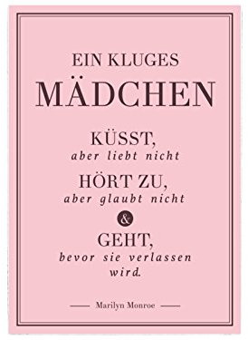 Interluxe WANDTAFEL Holzschild EIN KLUGES MÄDCHEN Marilyn Monroe Zitat Rosa Frau Spruch