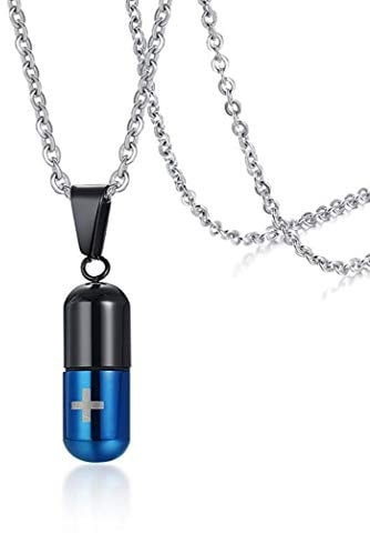 LAFATINA Damen Herren Edelstahl Medical Alert ID SOS Kapsel Notfall Kapsel Anhänger mit Kette Halskette Personalisierte Medizinische Marke