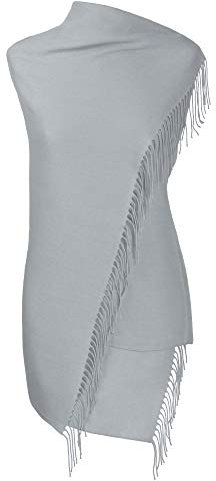 fiolini Pashmina Schal Stola Umschlagtücher Tuch für Damen - Super Weich – (hellgrau)