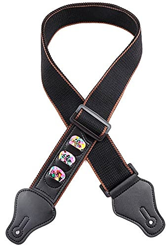 Gitarrengurt, Verstellbarer Schultergurt E-Gitarre Baumwollleder 5 cm breit Länge 95 cm bis 158 cm Gürtel für Bass Verstellbarer Schultergurt E-Gitarre Gitarrengurt Akustische Folk-Gitarre