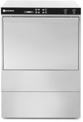 HENDI Lave-vaisselle industriel, pour casiers 50x50 cm, avec commande électronique, machine à laver assiettes, verres et tasses, 400V, 6600W, 570x600x(H)830mm, acier inoxydable