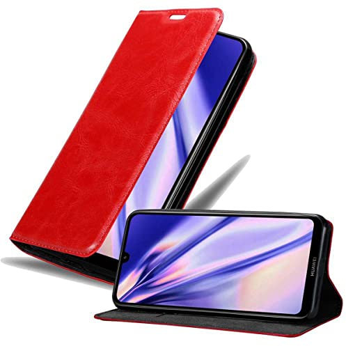 cadorabo Coque pour Huawei Y7 2019 en Rouge DE Pomme - Housse Protection avec Fermoire Magnétique, Stand Horizontal et Fente Carte - Portefeuille Etui Poche Folio Case Cover
