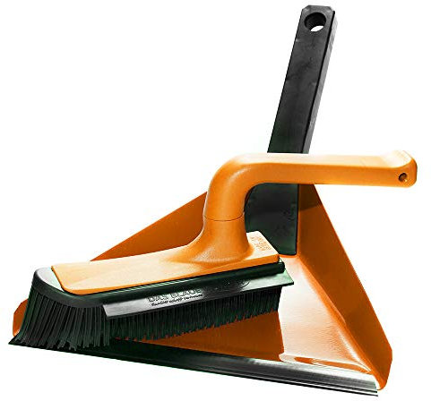 Das blaue Wunder Vario-Kehrset (Orange), Handfeger und Schaufel, V-Borsten