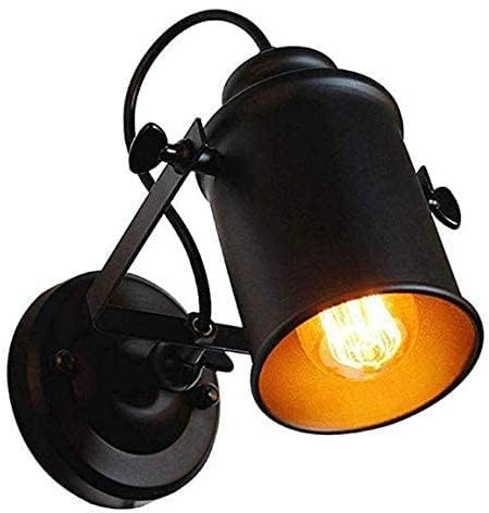 Comely Wandleuchte Innen Industrial, Schwarz Wandlampe Vintage, Wandstrahler E27 Fassung, Verstellbare Wandleuchte E27 für Flur Schlafzimmer Wohnzimmer Bar Café