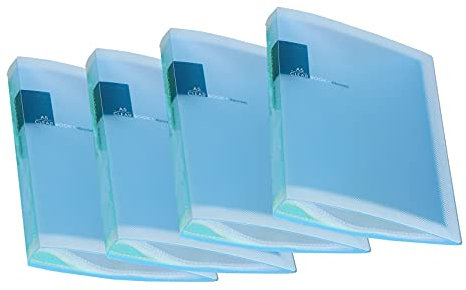 TUKA-i-AKUT [4x] Sichtbuch PP A5 insgesamt 160 Klarsichthüllen für 320 Blatt (je Buch 40 Klarsichthüllen), Transparente Hülle, Solid Präsentationsordner aus PP, 4er Set in Blau, TKD8032-blue-4x