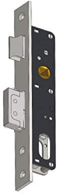 Art. 338 SERRATURA PER MONTANTI catenaccio e scrocco reversibile Frontale Inox Cilindro ovale non incluso - E - 25