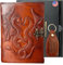 Double Dragon Embossed Handmade Vintage Leather Bound Journal for Men Women, Drawing Diary Sketchbook Writing Notebook, Blank Unlined Paper