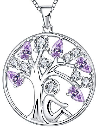YL Collana Albero della Vita Argento 925 con Giugno Pietra portafortuna Alessandrite Ciondolo per Donna,45+3 CM