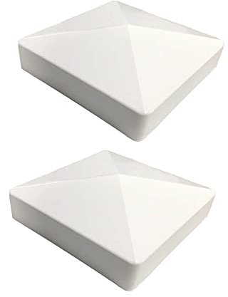 Aiwaiufu 10,2 cm Vinyl-Pyramiden-Zaunpaneel Kappe für 10,2 x 10,2 cm Vinyl-Zaunpfosten - Weiß/Opulent, 2 Stück