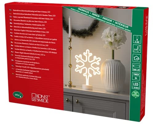 Konstsmide Table Decoration LED Silhouette with 6 Hour Timer Battery Operated Indoor, White, 3077-100