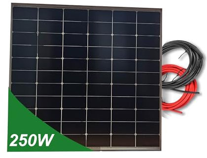 Panel solar 250W monocristalino 12V tecnología HPBC alta eficiencia con cable de 5 metros