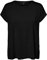 VERO MODA Damen Einfarbiges Stretch T-Shirt Basic Rundhals Top Oberteil Tief Angesetzte Schultern VMAVA, Farben:Schwarz, Größe:S