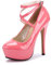 Womens High Heel Ankle Strap Platform Pump Wedding Evening Party Court Shoes PU Peach Red Tag 41-UK 7
