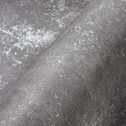 A.S. Création Metallic Tapete Grau Silber THE BOS 388324 Vliestapete Struktur 10,05 m x 0,53 m Made in Germany