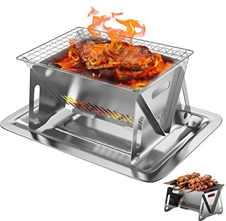 Estufa de Leña Camping, XiXiRan Hornillo Leña Camping, Estufas de Madera para Acampar, Estufa de Leña Ligera Portátil, Mini BBQ Stove, Cocina de Leña Portatil, Parrilla Aire Libre Estufa de Camping