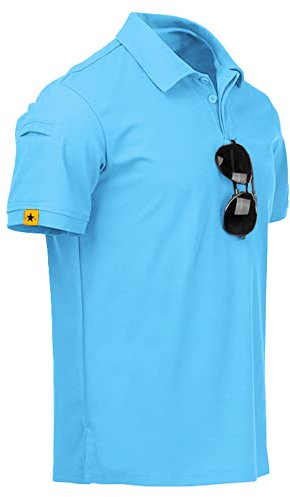 JACKETOWN Poloshirts Herren Kurzarm Atmungsaktives Schnelltrocknend Poloshirts Männer Sommer Knopfleiste T-Shirts Männer Casual Sport Shirt Basic Regular Fit Golf Polohemd(SkyBlue-3XL)