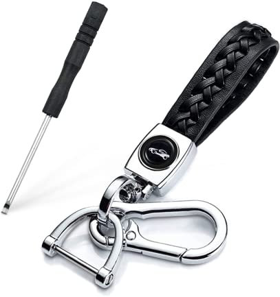 xlwen Leder Auto Schlüsselanhänger, Auto Schlüsselanhänger mit Universelles Logo Autoschlüsselbund Schlüsselring Autozubehör für Autoschlüssel (Schwarz)