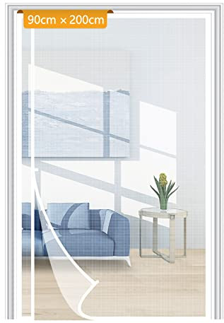 Yotache Side Opening Fly Screens for Doors 90 x 200 cm, Reinforced Polyester Removable Fly Net for Door, White