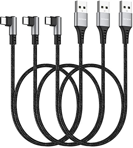 HOTNOW corto cavo USB C angolo retto 0,5m 3 pezzi, cavo di ricarica veloce portatile USB-C caricatore per Samsung Galaxy S10 S9 S8 Plus Nota 9 8, Banca di potere e altri dispositivi di tipo c